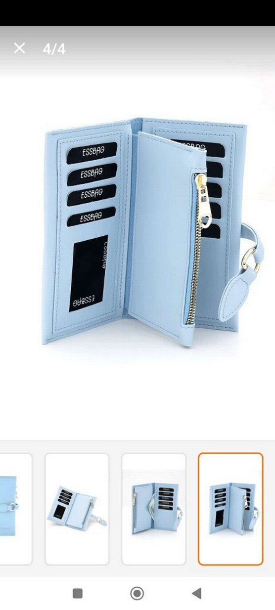 Pastel Mavi Deri Fermuarlı Kadın Cüzdanı - Görsel 3