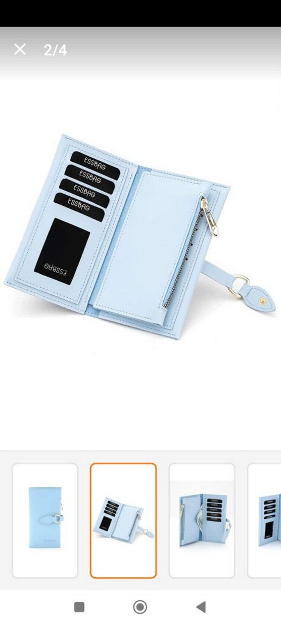 Pastel Mavi Deri Fermuarlı Kadın Cüzdanı - Görsel 2