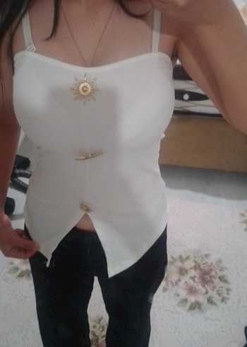 s Beden beyaz Renk askısız düz crop