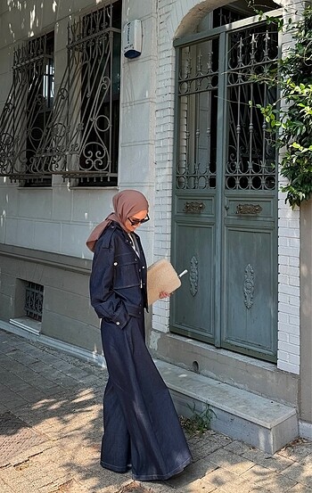 Merve Dağlı takım kot görünümlü ince kumaş 34-36 beden uyumlu
