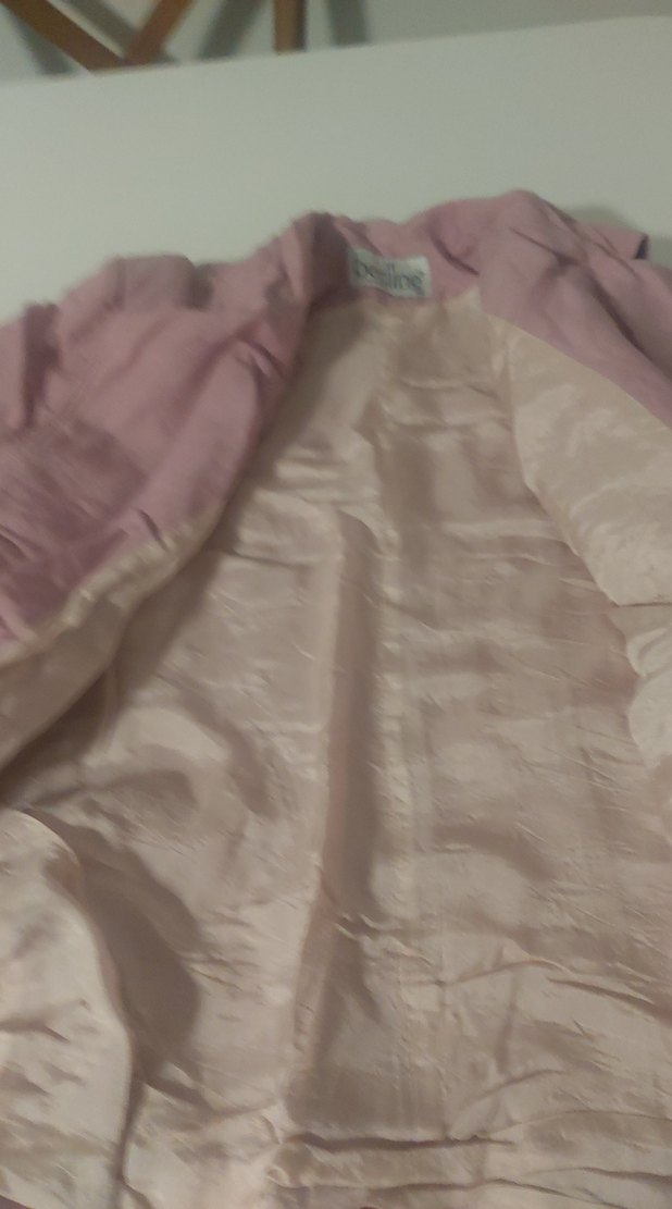 Düğmeli Pembe Keten Kadın Ceket - Görsel 2