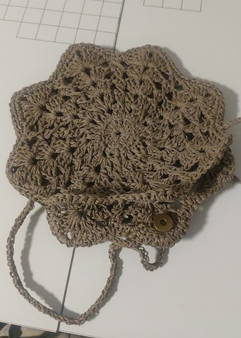 Bej Dantel Detaylı Örgü Kadın Çapraz Çanta - Görsel 2