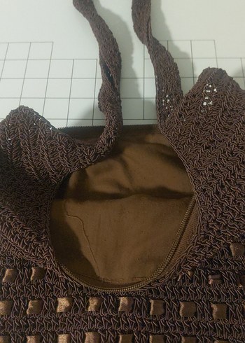 Kahverengi Örgü Bohem Kadın Çanta - Görsel 2