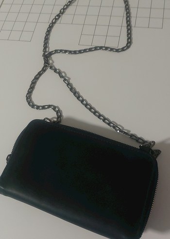 Zincir Detaylı Siyah Deri Kadın Çanta - Görsel 5