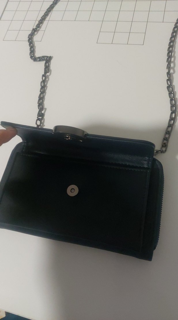 Zincir Detaylı Siyah Deri Kadın Çanta - Görsel 2