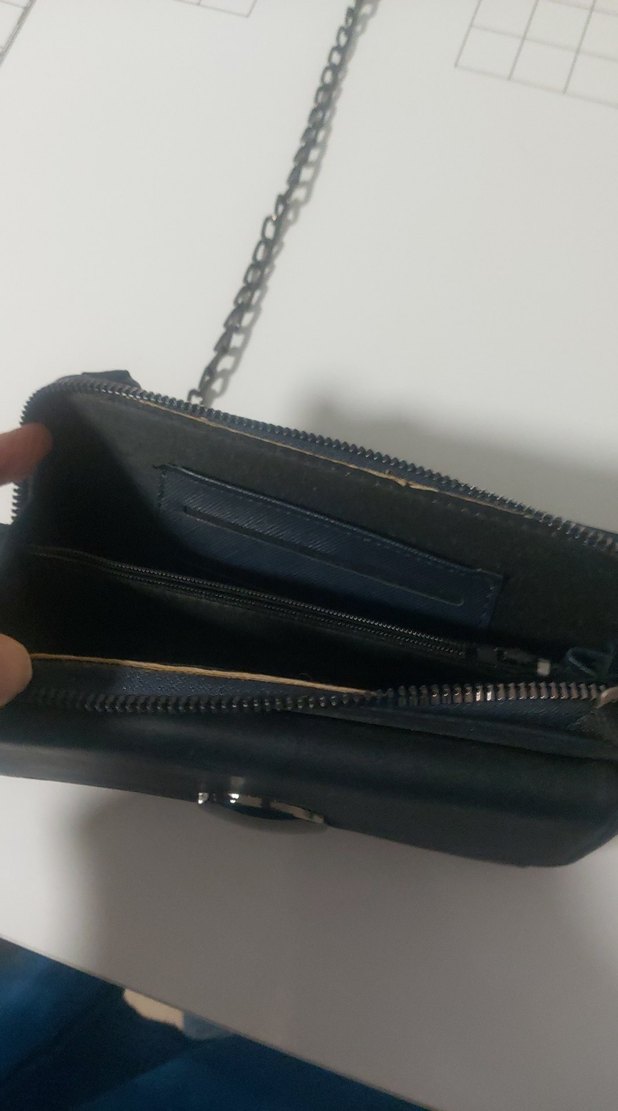 Zincir Detaylı Siyah Deri Kadın Çanta - Görsel 4