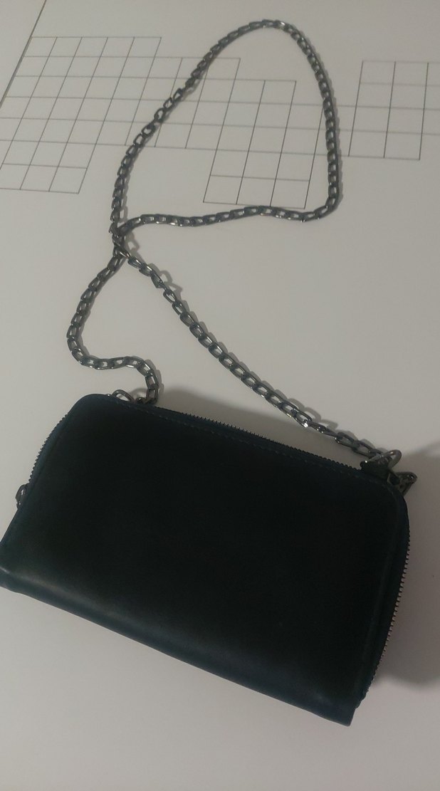 Zincir Detaylı Siyah Deri Kadın Çanta - Görsel 5