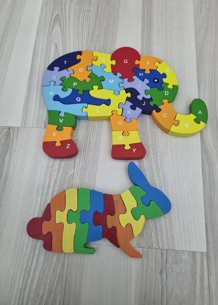 HAYVAN FİGÜRLÜ 2Lİ AHŞAP PUZZLE  - Görsel 2