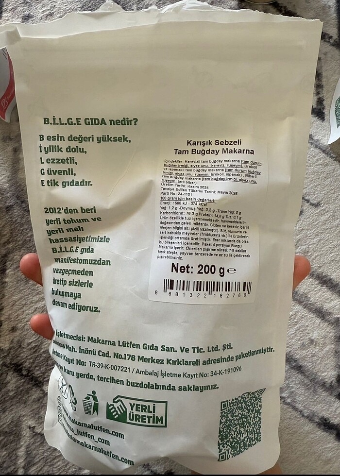 MAKARNALÜTFEN SEBZELİ TAM BUĞDAY MAKARNA - Görsel 2