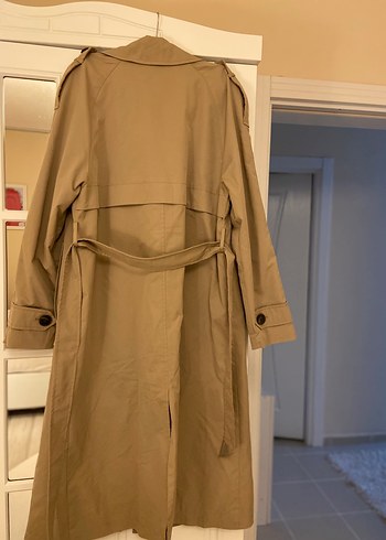 Pull and Bear Bej Uzun Kadın Trençkot