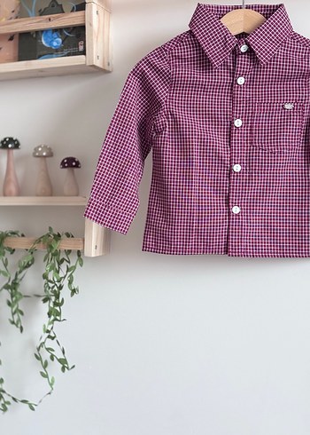 Erkek Bordo Uzun Kollu Pamuklu Gömlek - Görsel 2