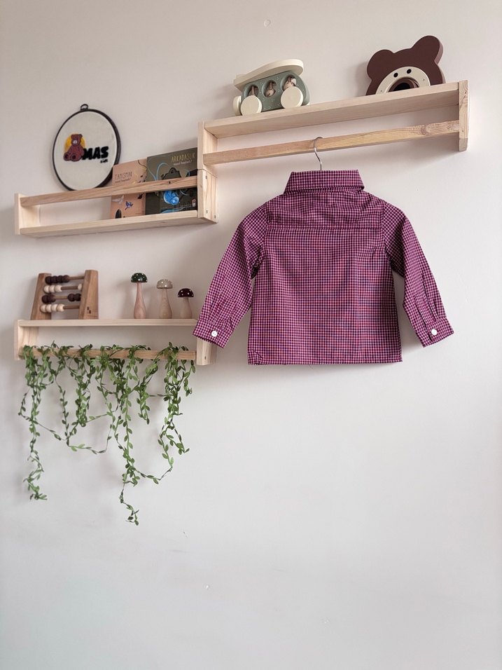 Erkek Bordo Uzun Kollu Pamuklu Gömlek - Görsel 4