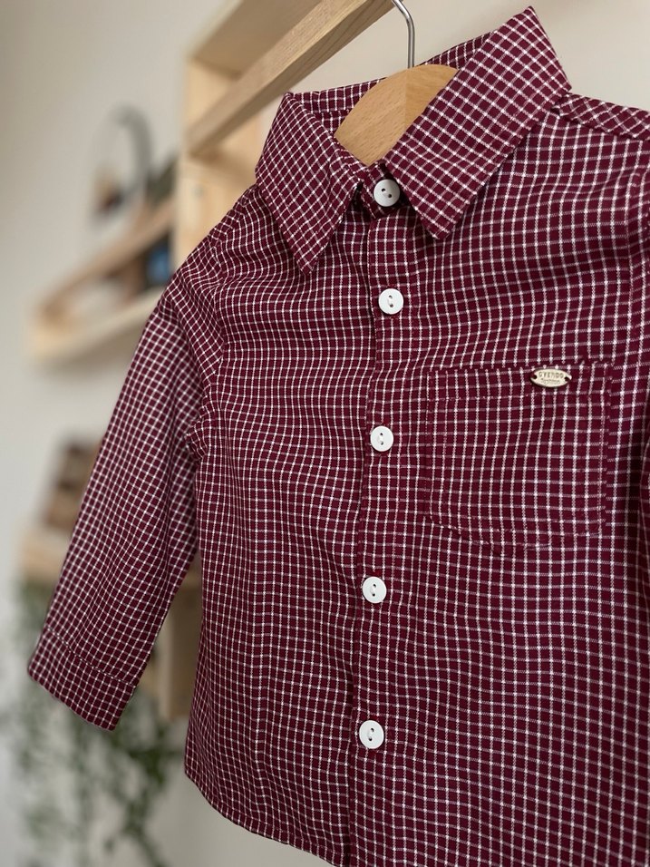 Erkek Bordo Uzun Kollu Pamuklu Gömlek - Görsel 3