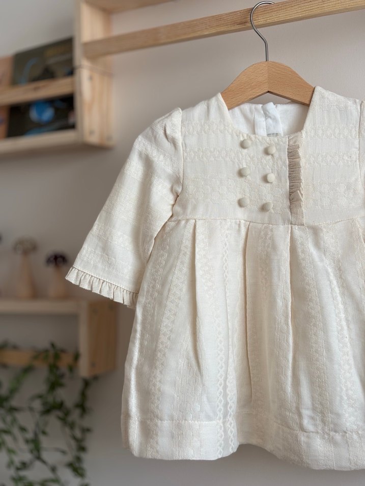 Kız Çocuk Beyaz Nakışlı Pamuklu Elbise doğum günü elbisesi - Görsel 2