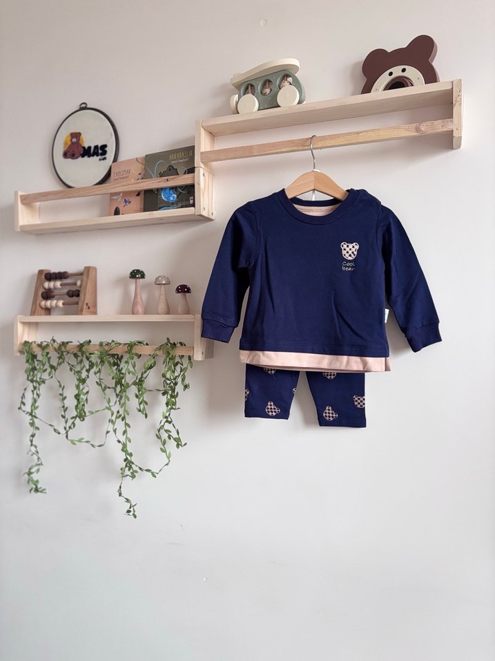 Erkek çocul Lacivert Uzun Kollu Pamuklu Takım - Görsel 2