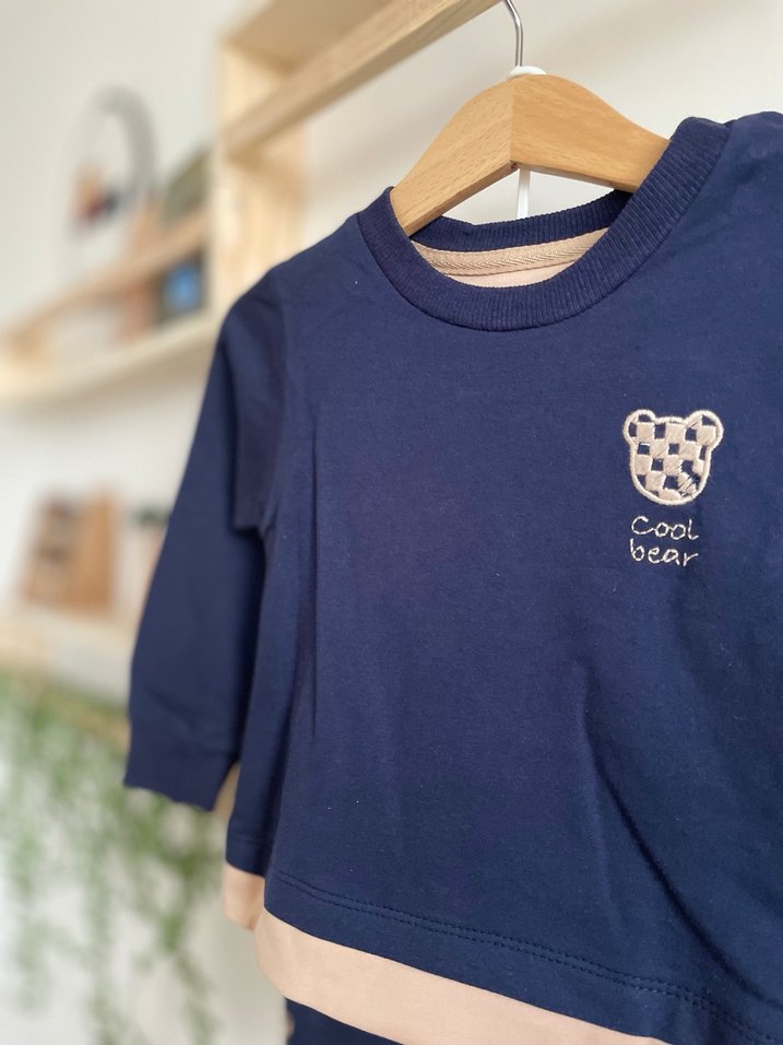 Erkek çocul Lacivert Uzun Kollu Pamuklu Takım - Görsel 5