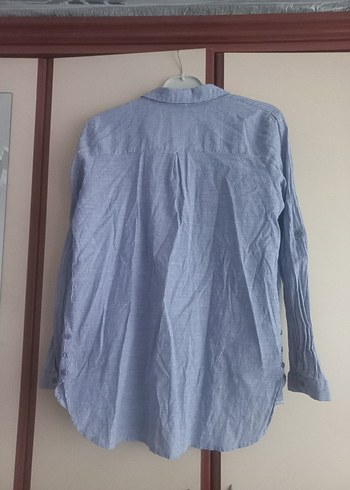 xl Beden mavi Renk Gri Mavi Keten Kadın Gömlek
