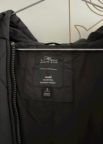 Mavi Siyah Kapüşonlu Kadın Oversize Mont