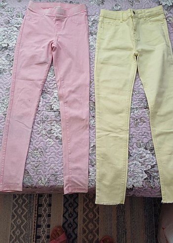 11-12 Yaş Beden pembe Renk Kız Çocuk 2 Pastel Pantolon