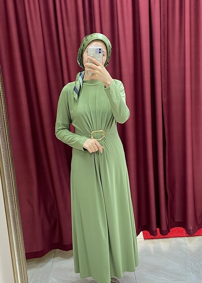 Su yeşili penye elbise - Görsel 2