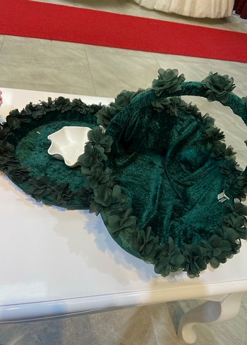 İşlemeli Turkuaz Tepsi ve Kase Seti - Görsel 2