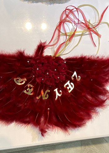 Bordo Püsküllü Zeynep yazılı Yelpaze - Görsel 3