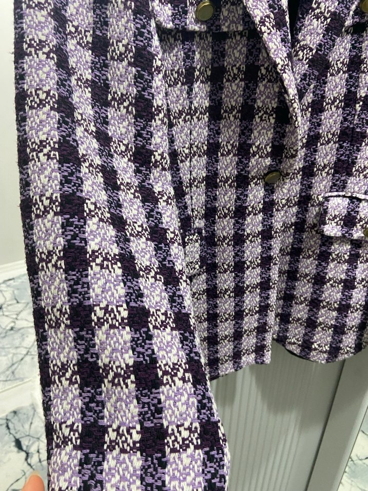 Mor Ekose Düğmeli Kadın Blazer - Görsel 2