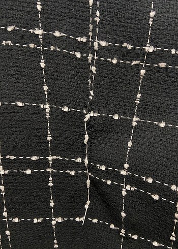 Düğmeli Siyah Ekose Midi Blazer - Görsel 6