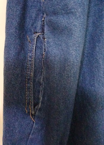 Kadın Lacivert Denim Midi Salopet - Görsel 8