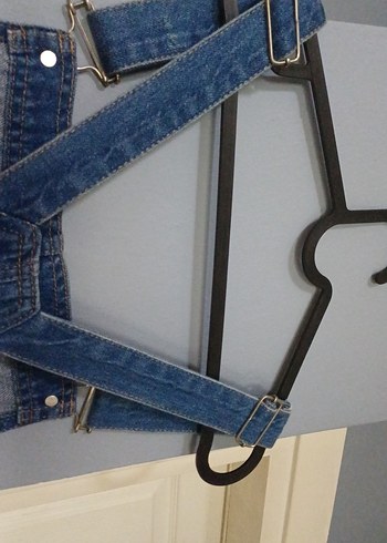 Kadın Lacivert Denim Midi Salopet - Görsel 5