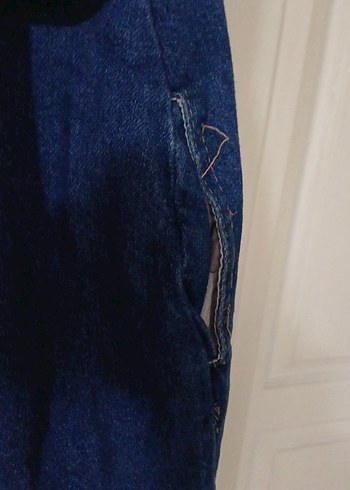 Kadın Lacivert Denim Midi Salopet - Görsel 9