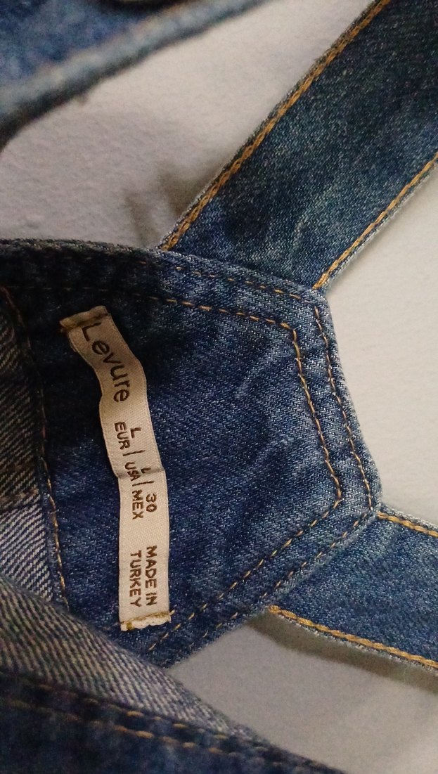 Kadın Lacivert Denim Midi Salopet - Görsel 3