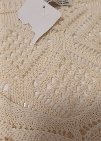 Bej Bohem Örgü Kadın Kazak - Görsel 2