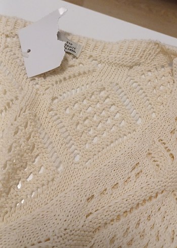 Bej Bohem Örgü Kadın Kazak - Görsel 5