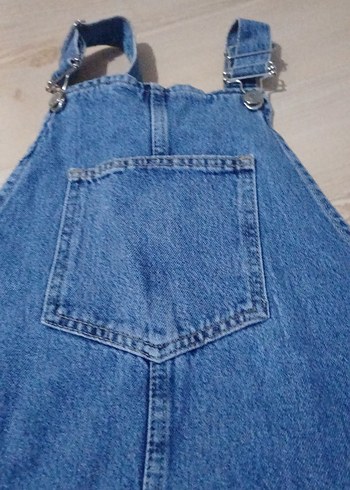 Mavi Kot Kemerli Kısa Tulum - Görsel 3