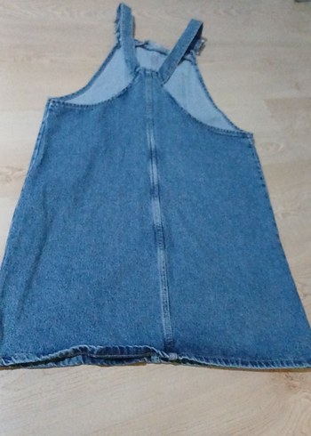 Mavi Kot Kemerli Kısa Tulum - Görsel 4