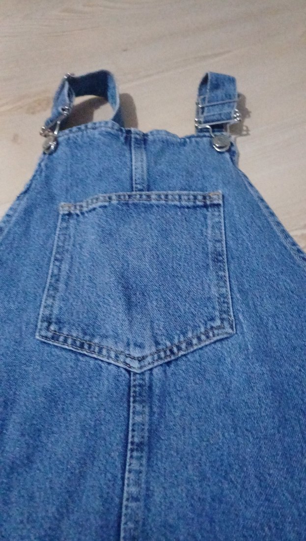 Mavi Kot Kemerli Kısa Tulum - Görsel 3