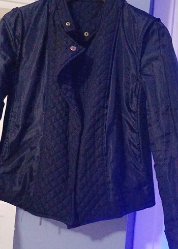 Siyah Kadın Biker Denim Ceket - Görsel 8