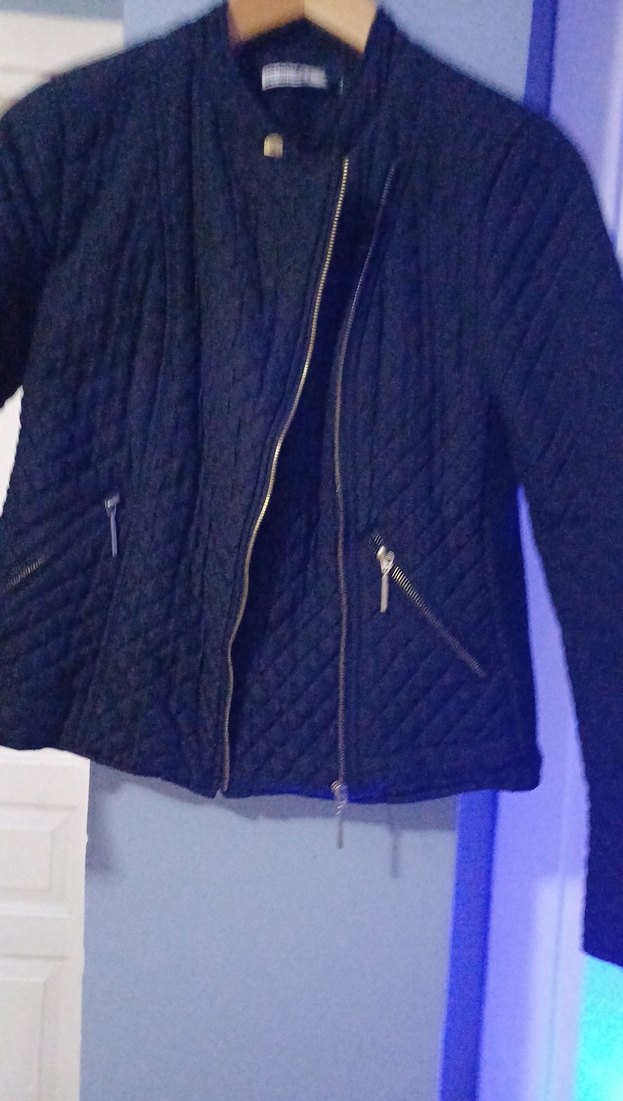 Siyah Kadın Biker Denim Ceket - Görsel 2