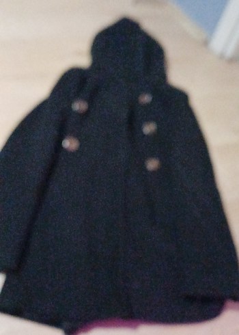 Çift Düğmeli Siyah Kaban - Görsel 8