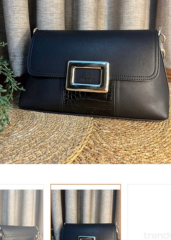 Tokalı Siyah Deri Kadın Çanta motto - Görsel 4