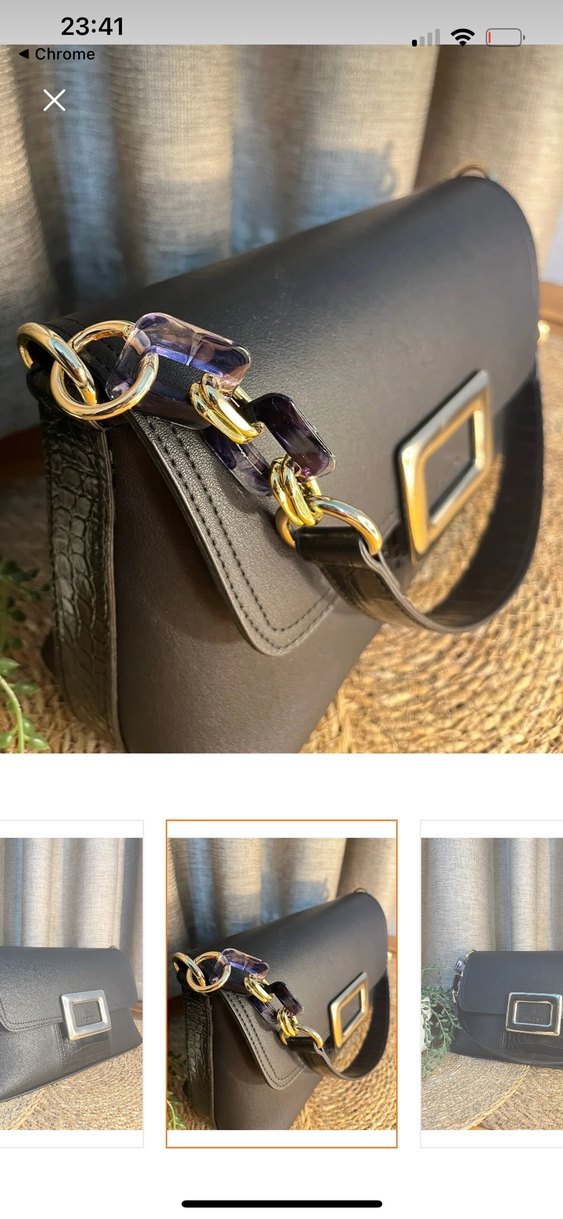 Tokalı Siyah Deri Kadın Çanta motto - Görsel 3