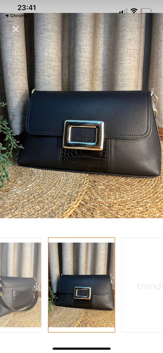 Tokalı Siyah Deri Kadın Çanta motto - Görsel 4