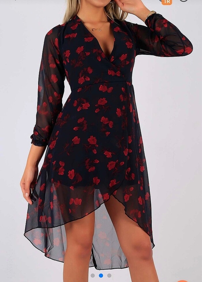 Kruvaze asimetrik elbise - Görsel 3