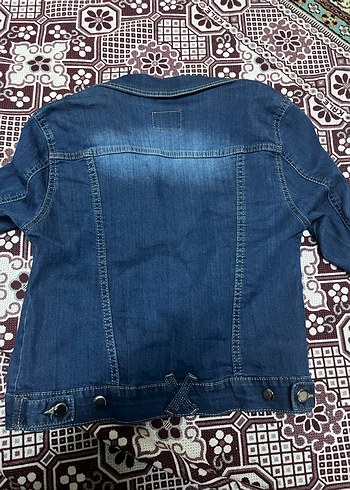 Düğmeli Lacivert Kısa Kollu Denim Ceket - Görsel 4