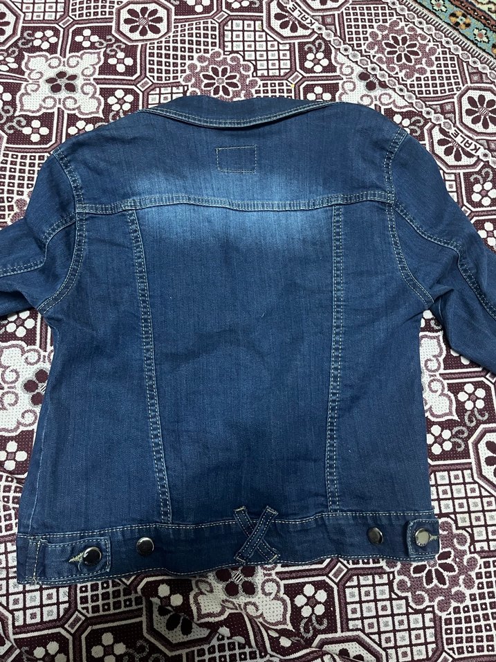 Düğmeli Lacivert Kısa Kollu Denim Ceket - Görsel 5