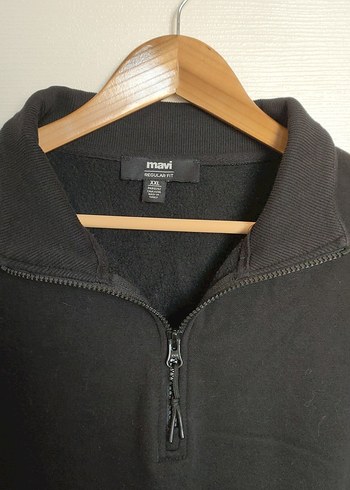 Erkek Siyah Fermuarlı Yarım Yaka Sweatshirt - Görsel 2