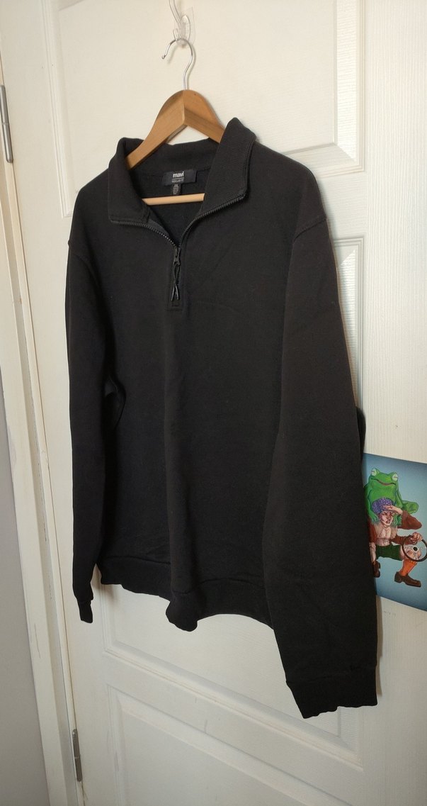 Erkek Siyah Fermuarlı Yarım Yaka Sweatshirt - Görsel 5