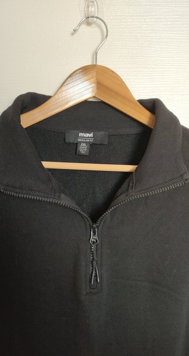 Erkek Siyah Fermuarlı Yarım Yaka Sweatshirt - Görsel 2