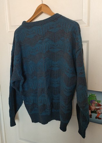 Kadın Mavi Triko Kazak vintage - Görsel 4